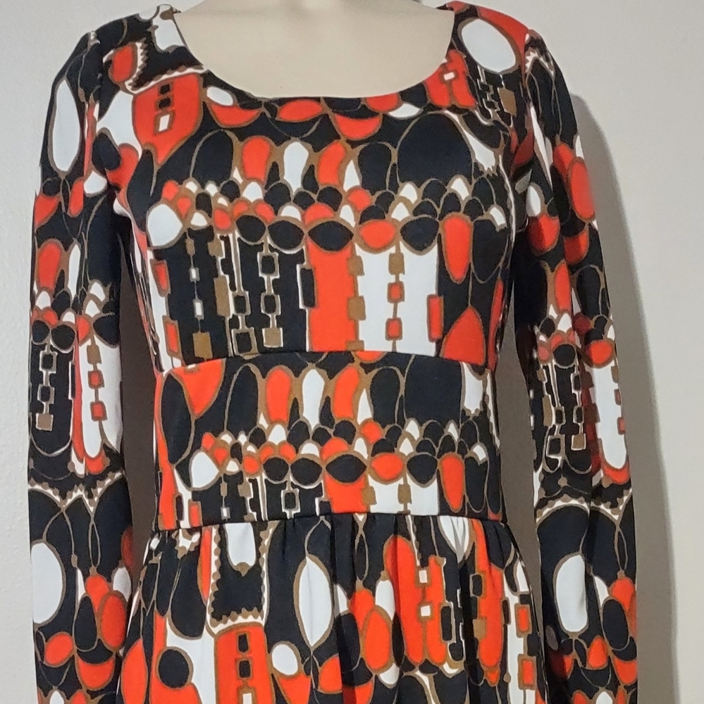 Vintage Custom Made Polyester Maxi Dress.